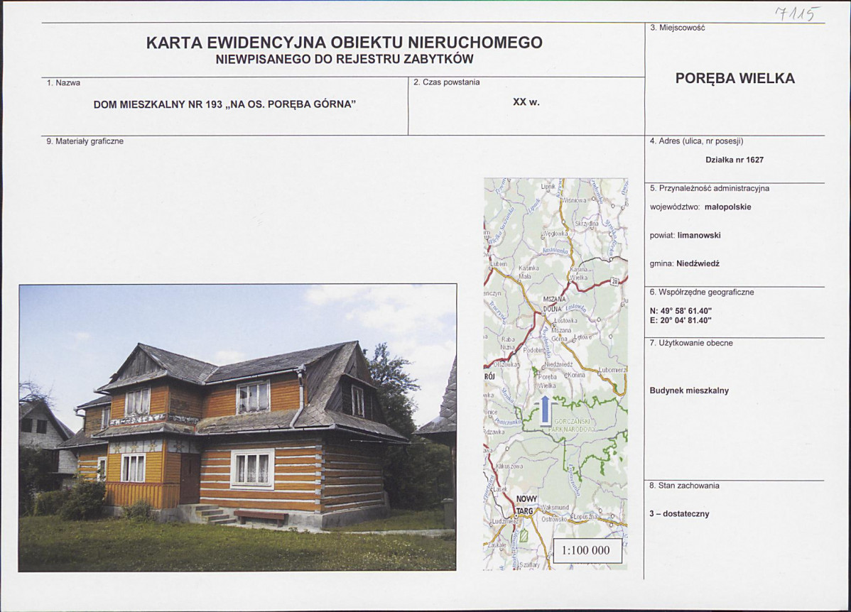 KEZN - Karta obiektu niewpisanego do rejestru, skan nr 1
