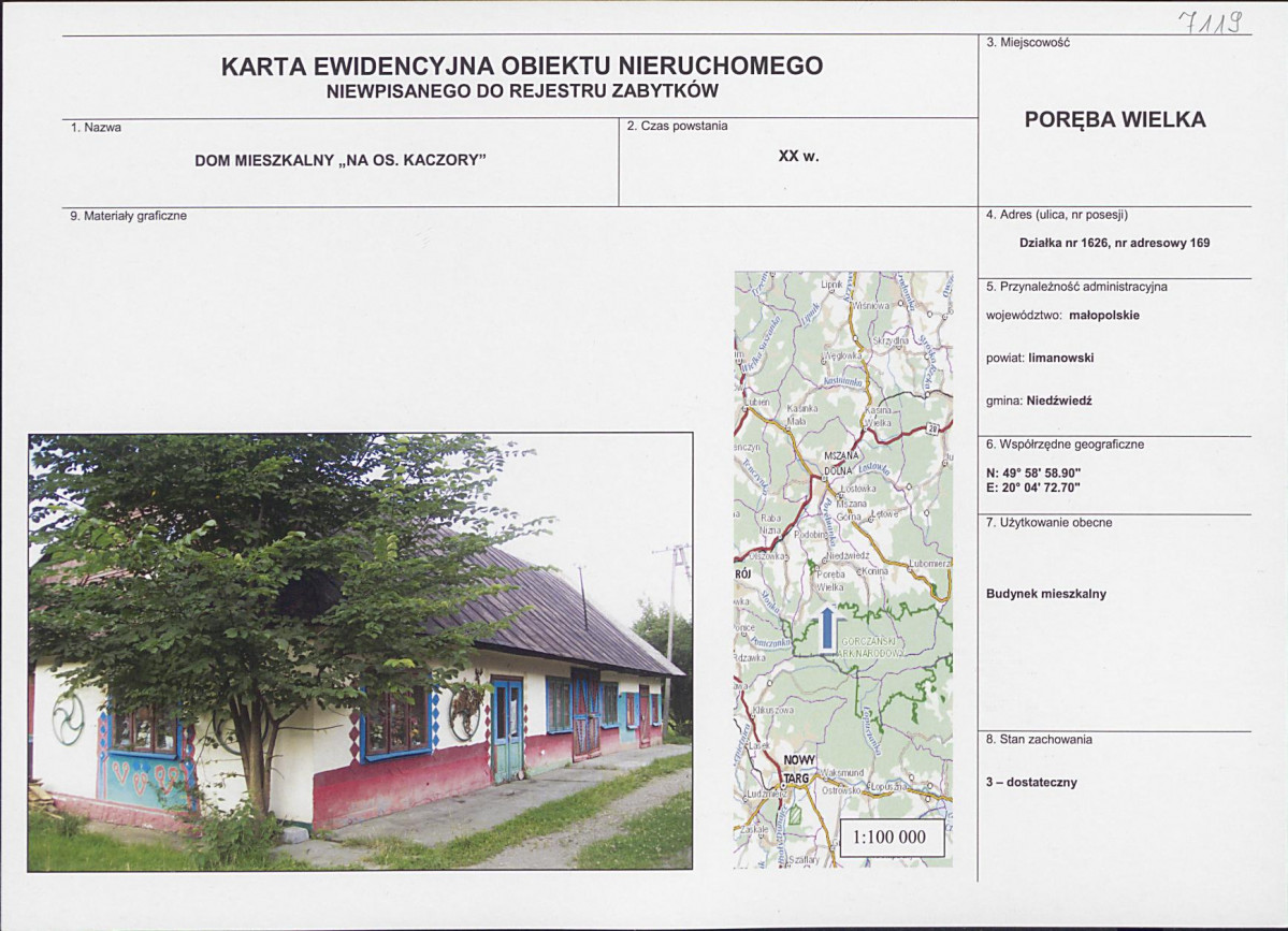 Karta obiektu niewpisanego do rejestru, skan nr 1