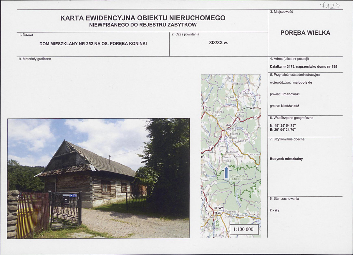 KEZN - Karta obiektu niewpisanego do rejestru, skan nr 1