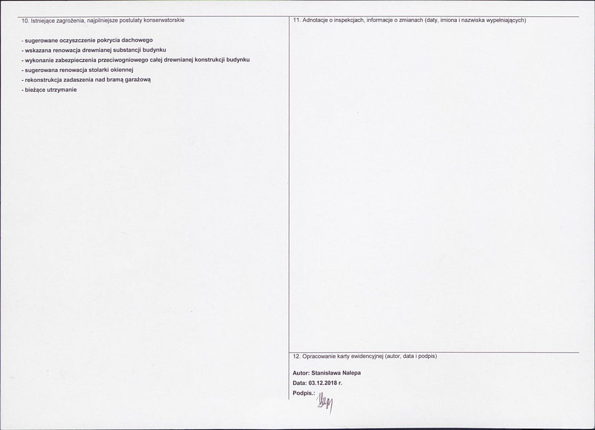 KEZN - Karta obiektu niewpisanego do rejestru, skan nr 2