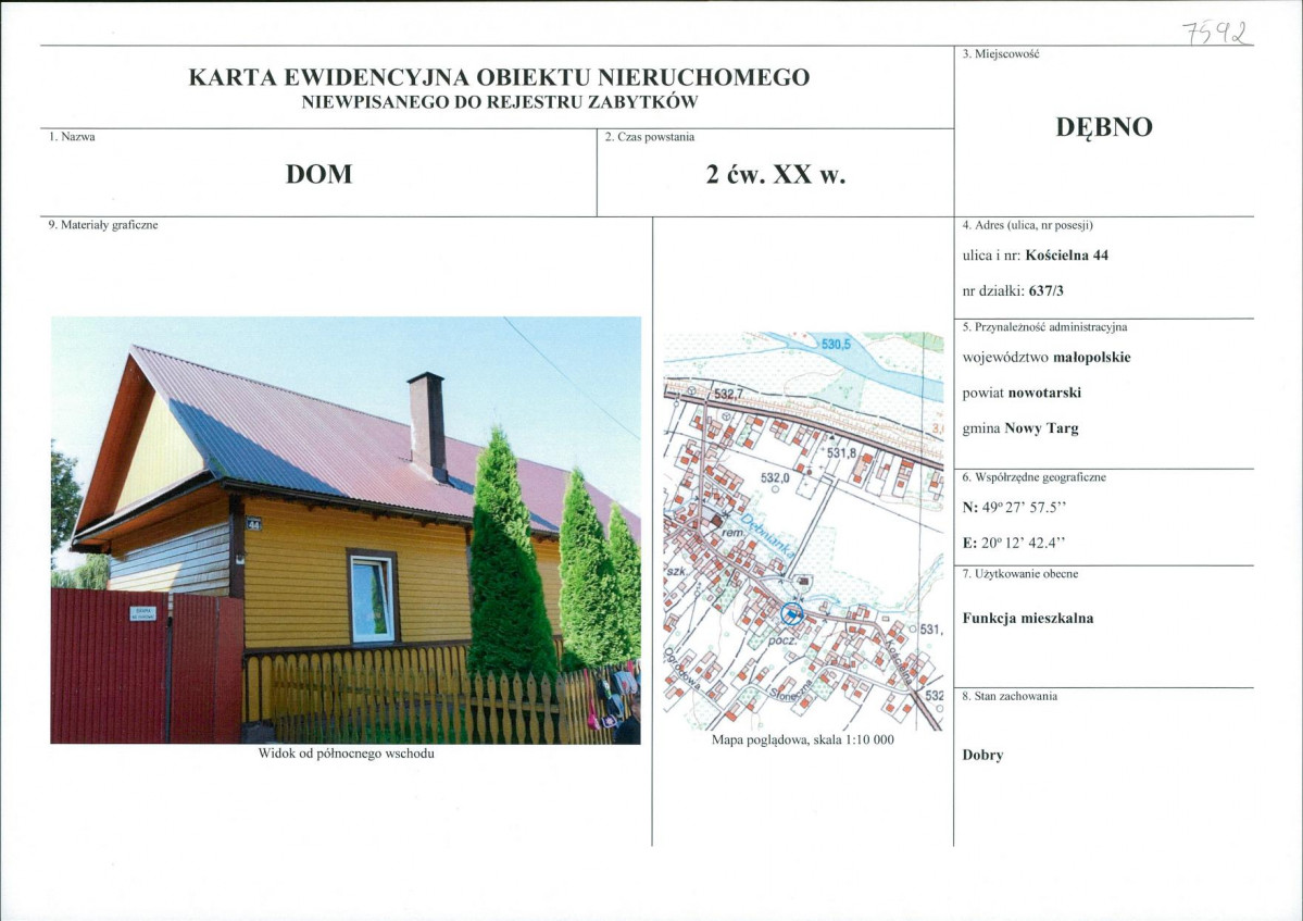 KEZN - Karta obiektu niewpisanego do rejestru, skan nr 1