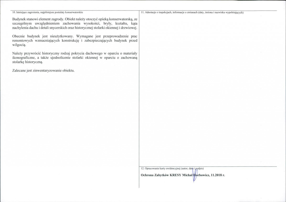 Karta obiektu niewpisanego do rejestru, skan nr 2