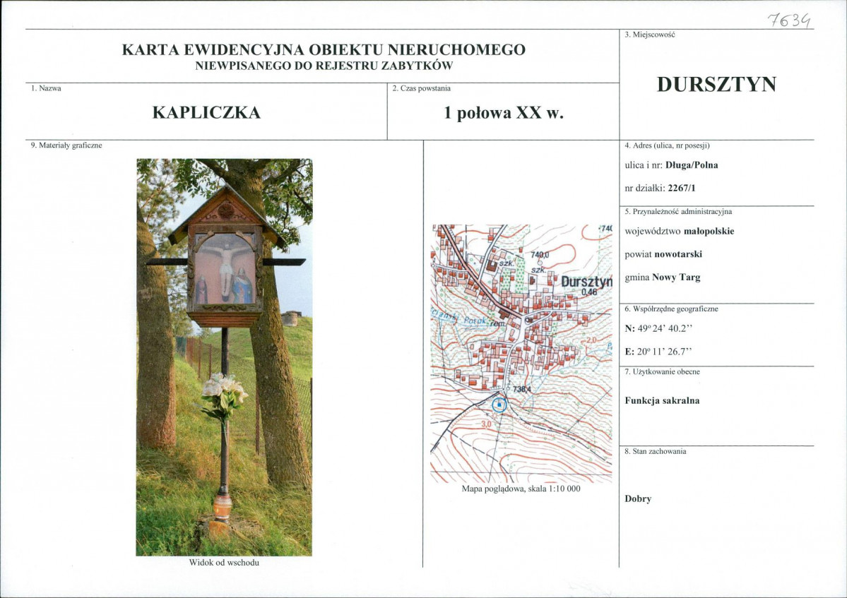 Karta obiektu niewpisanego do rejestru, skan nr 1