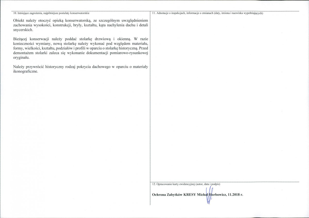 Karta obiektu niewpisanego do rejestru, skan nr 2