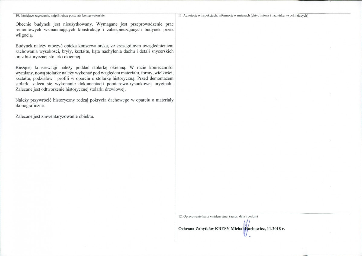 Karta obiektu niewpisanego do rejestru, skan nr 2