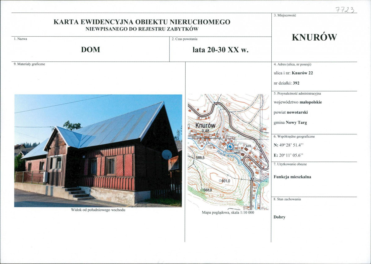 KEZN - Karta obiektu niewpisanego do rejestru, skan nr 1