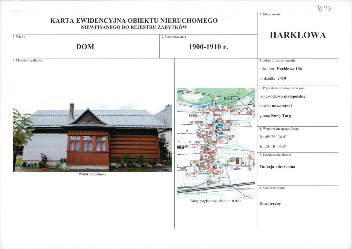 KEZN - Karta obiektu niewpisanego do rejestru, skan nr 1