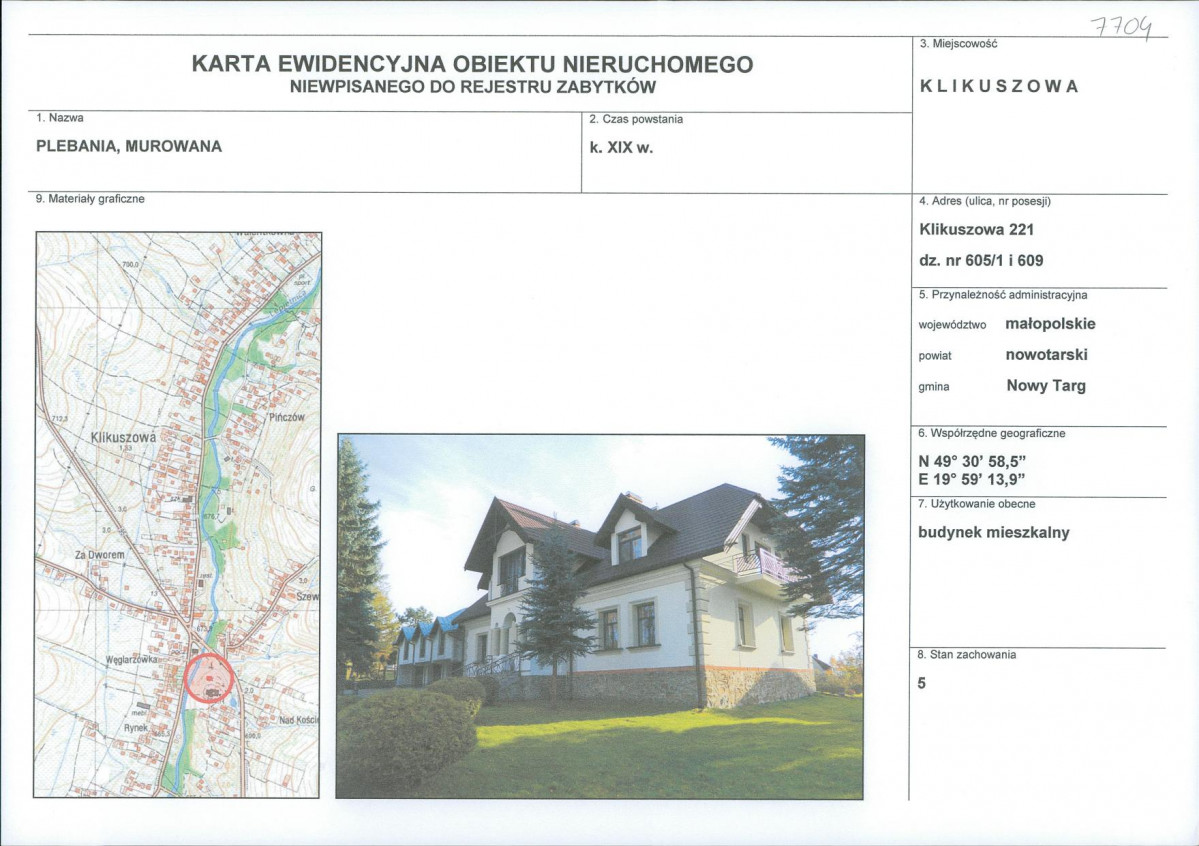 KEZN - Karta obiektu niewpisanego do rejestru, skan nr 1