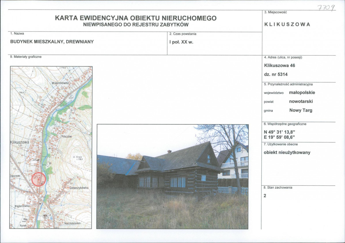 KEZN - Karta obiektu niewpisanego do rejestru, skan nr 1