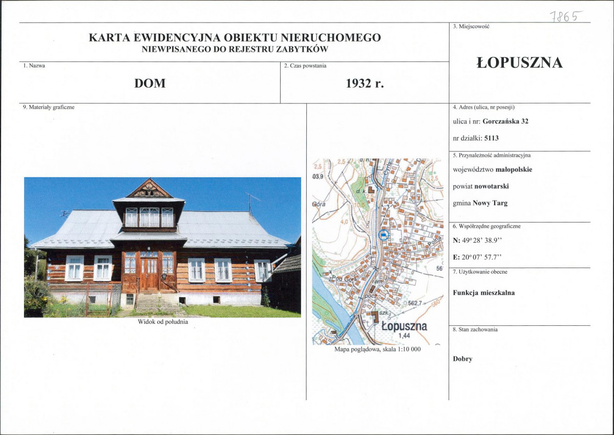 KEZN - Karta obiektu niewpisanego do rejestru, skan nr 1