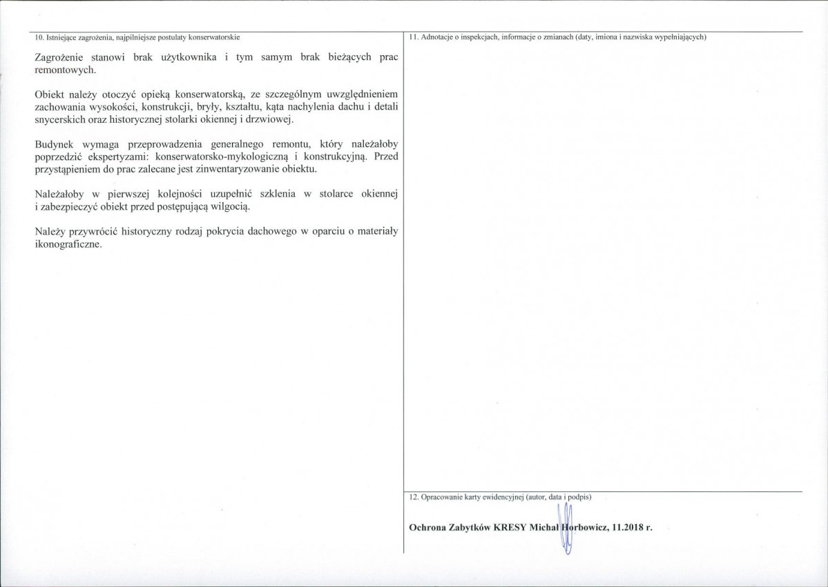 KEZN - Karta obiektu niewpisanego do rejestru, skan nr 2
