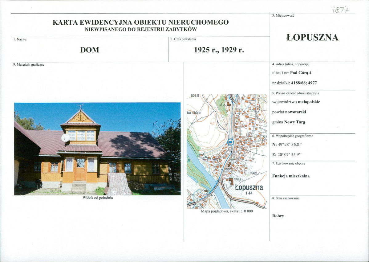 KEZN - Karta obiektu niewpisanego do rejestru, skan nr 1