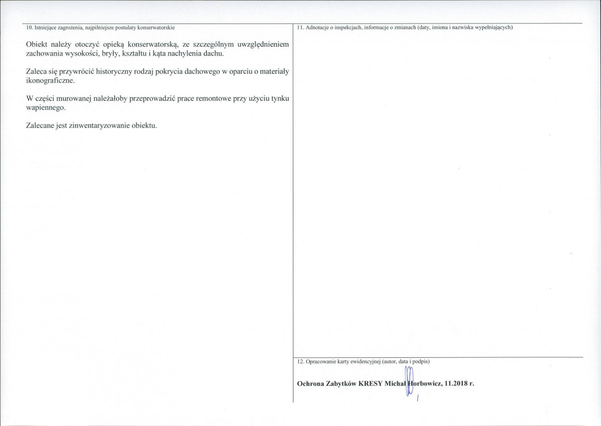 KEZN - Karta obiektu niewpisanego do rejestru, skan nr 2