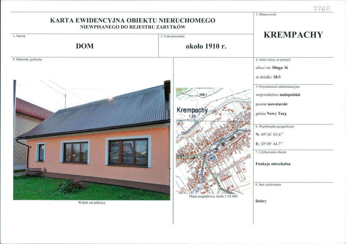KEZN - Karta obiektu niewpisanego do rejestru, skan nr 1
