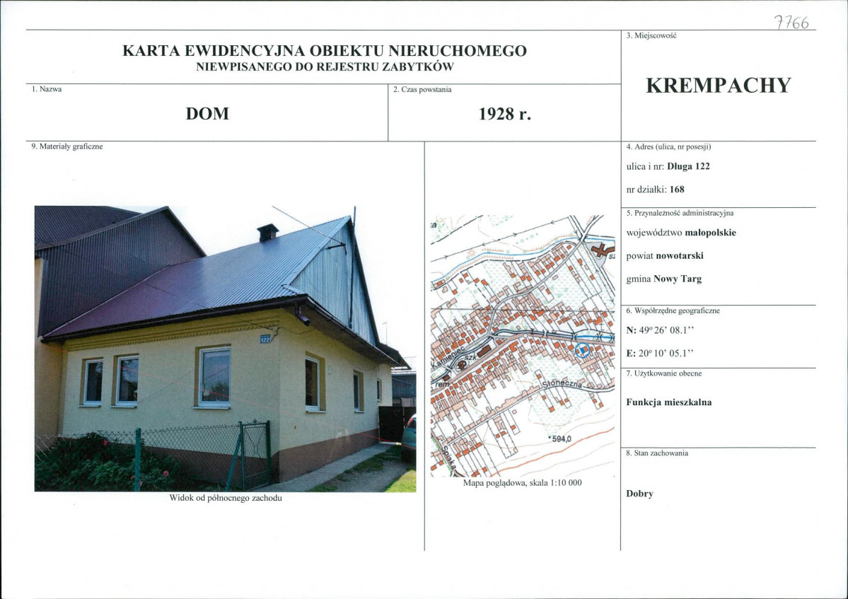KEZN - Karta obiektu niewpisanego do rejestru, skan nr 1