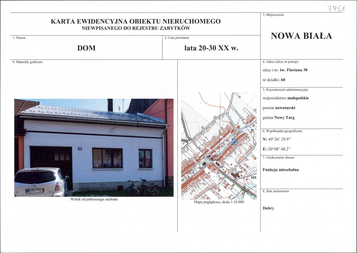 KEZN - Karta obiektu niewpisanego do rejestru, skan nr 1