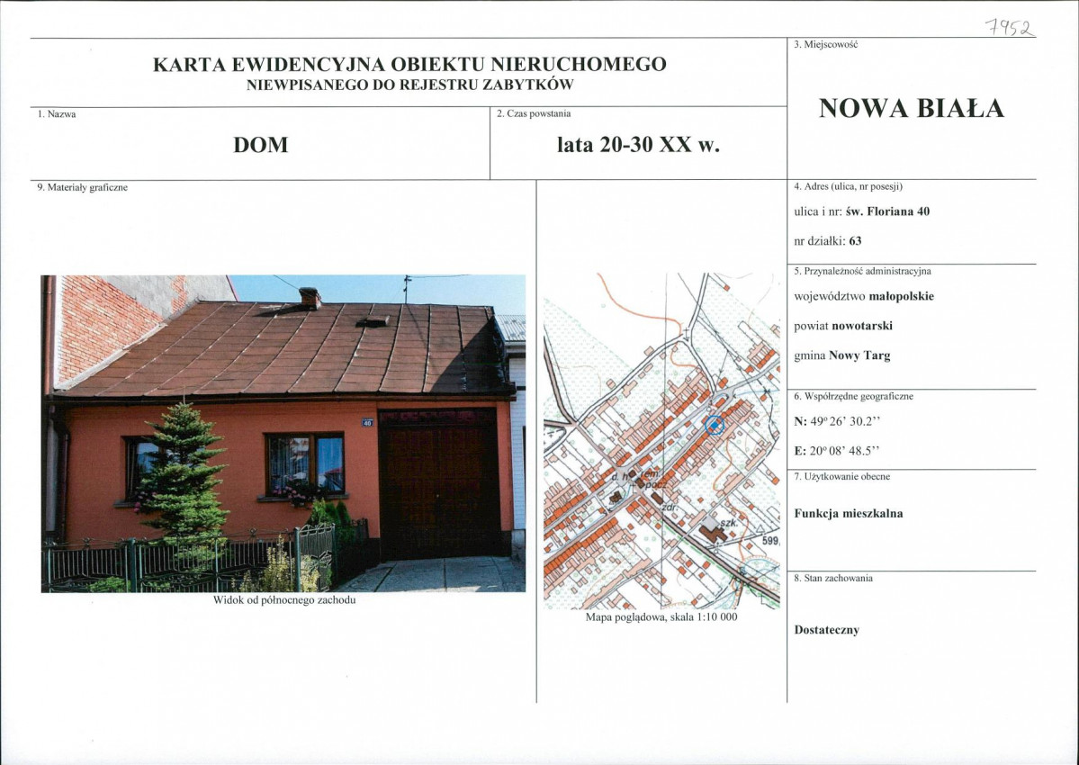 KEZN - Karta obiektu niewpisanego do rejestru, skan nr 1