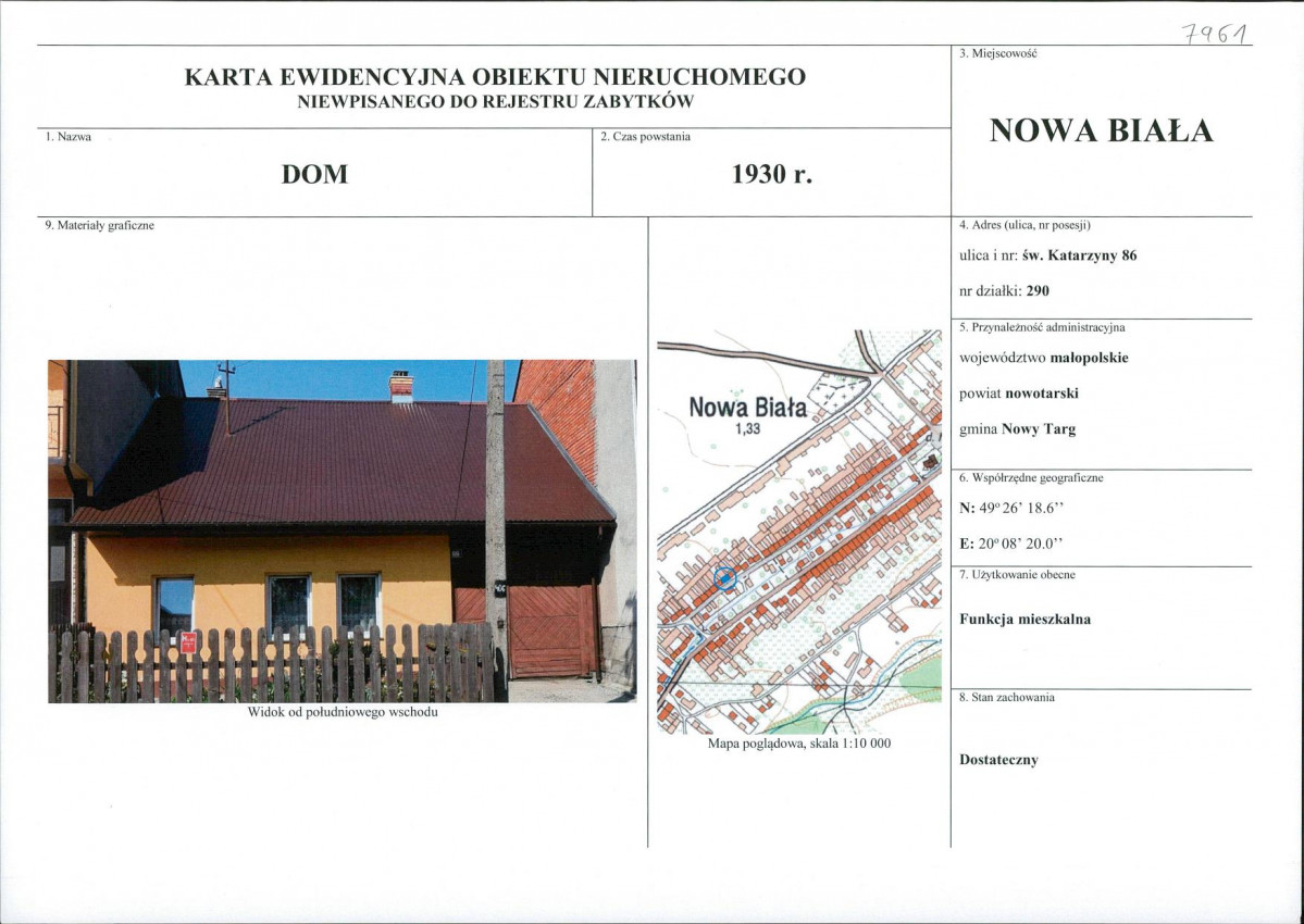 KEZN - Karta obiektu niewpisanego do rejestru, skan nr 1