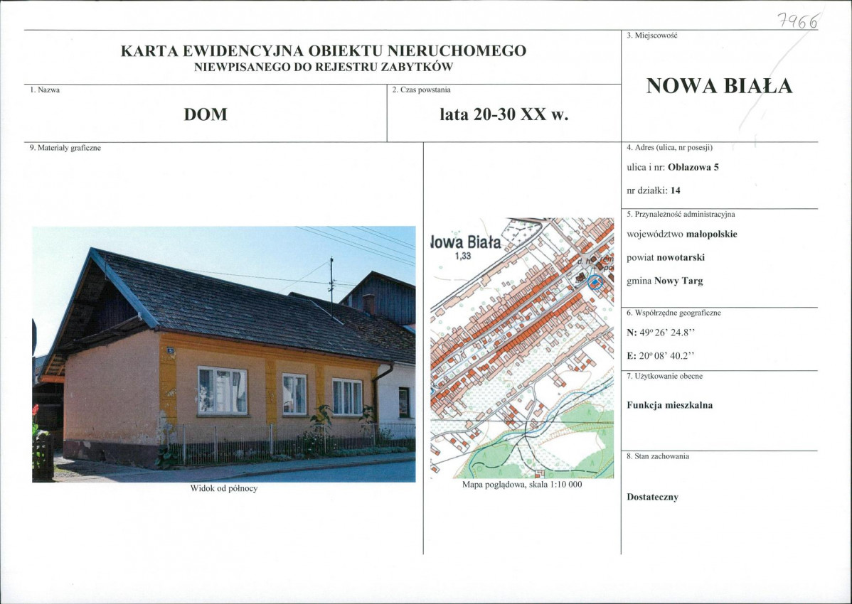 KEZN - Karta obiektu niewpisanego do rejestru, skan nr 1