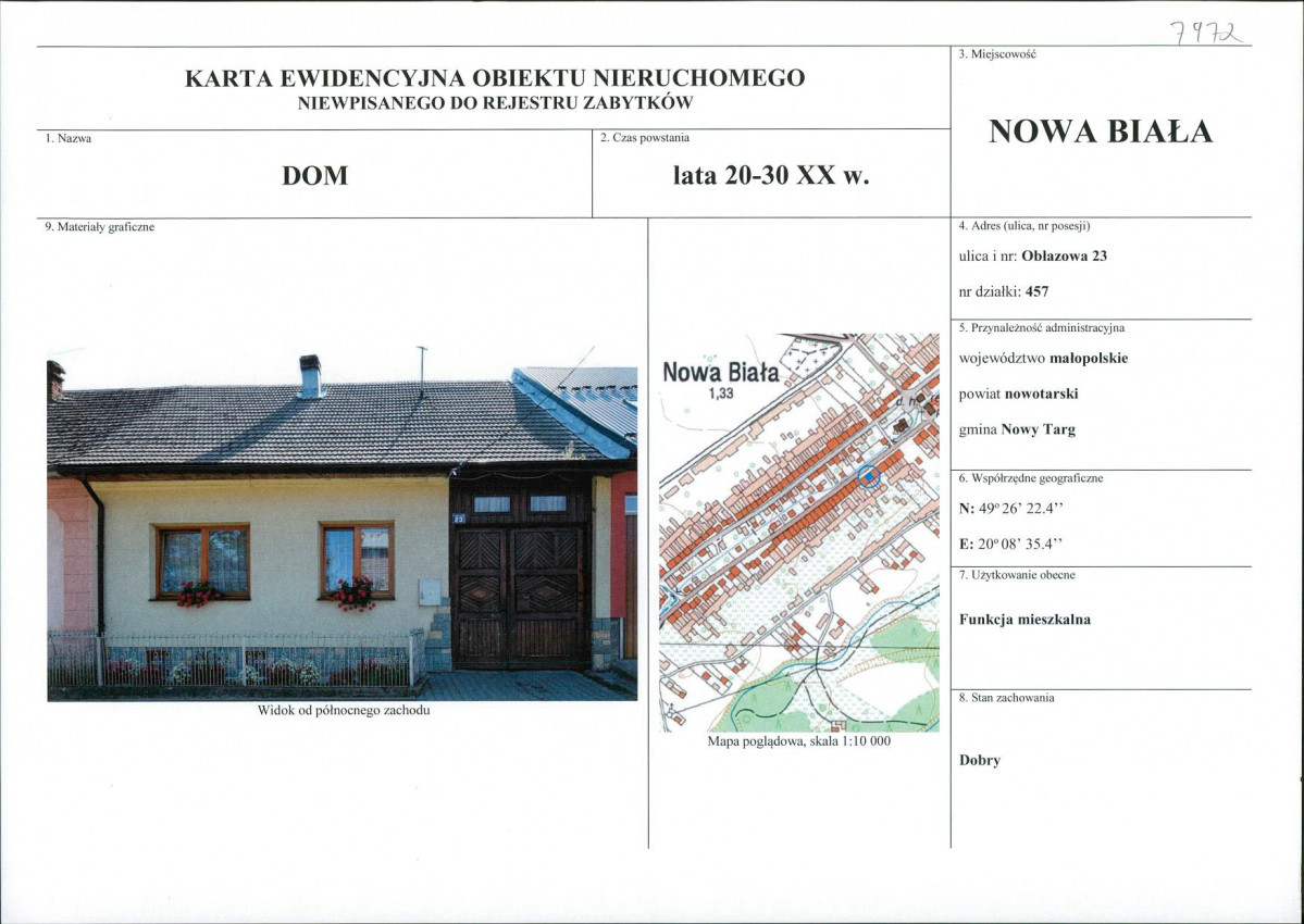 KEZN - Karta obiektu niewpisanego do rejestru, skan nr 1
