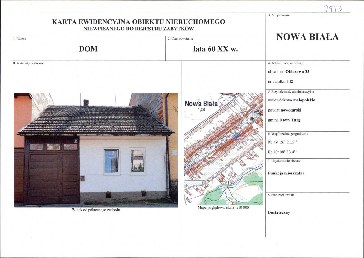 KEZN - Karta obiektu niewpisanego do rejestru, skan nr 1