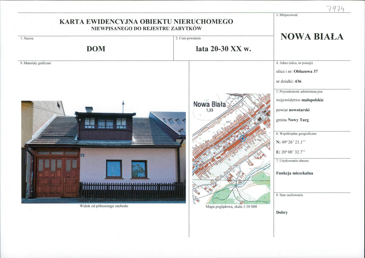 KEZN - Karta obiektu niewpisanego do rejestru, skan nr 1