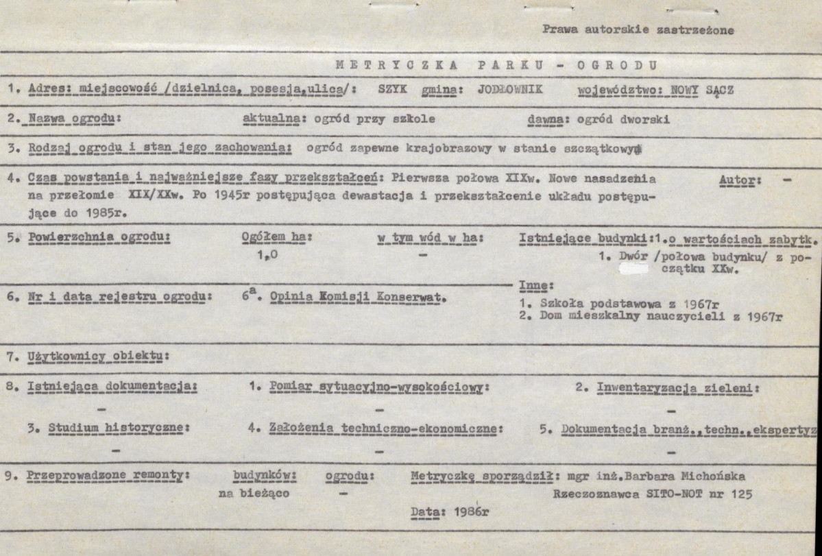 Ewidencja parkowa, skan nr 8