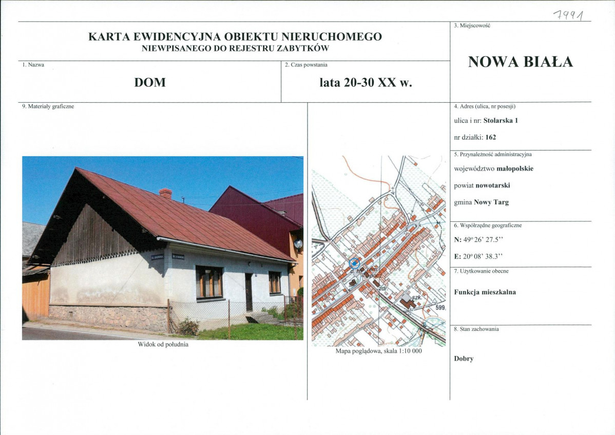 KEZN - Karta obiektu niewpisanego do rejestru, skan nr 1