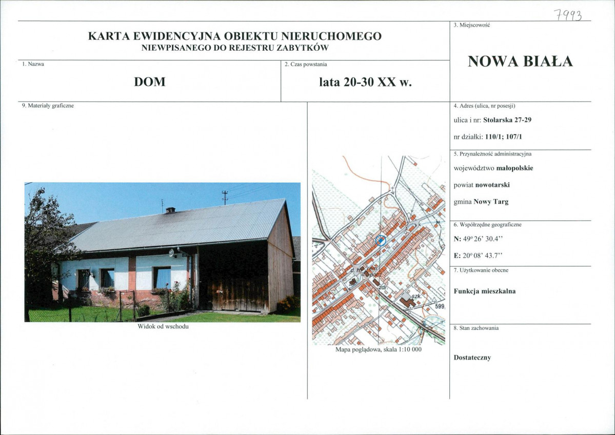 KEZN - Karta obiektu niewpisanego do rejestru, skan nr 1