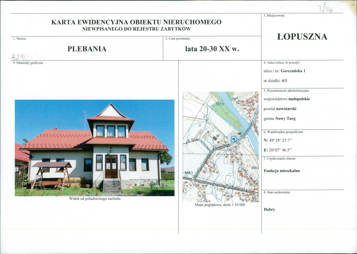 KEZN - Karta obiektu niewpisanego do rejestru, skan nr 1