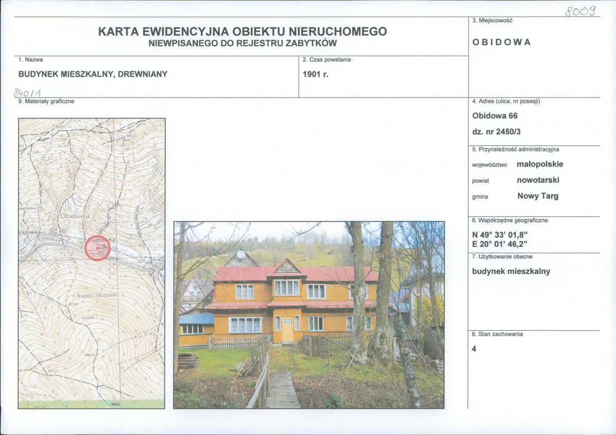 KEZN - Karta obiektu niewpisanego do rejestru, skan nr 1