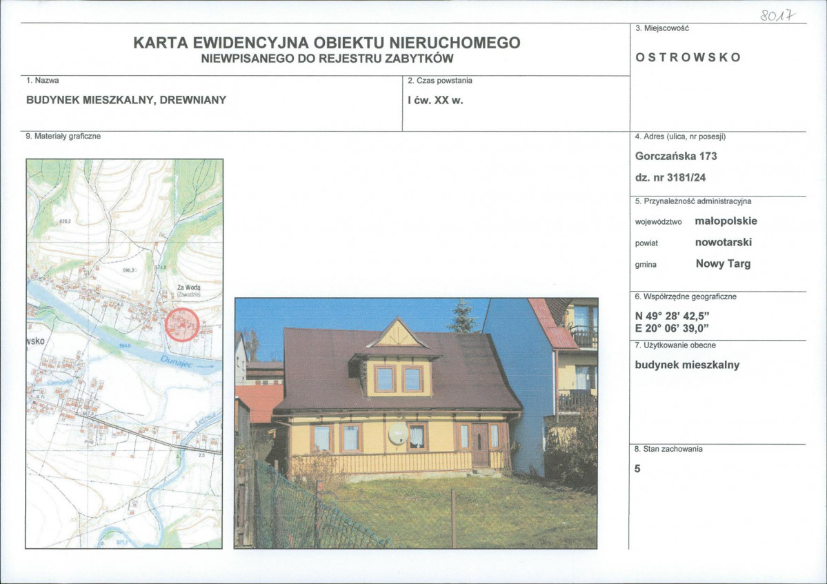 KEZN - Karta obiektu niewpisanego do rejestru, skan nr 1