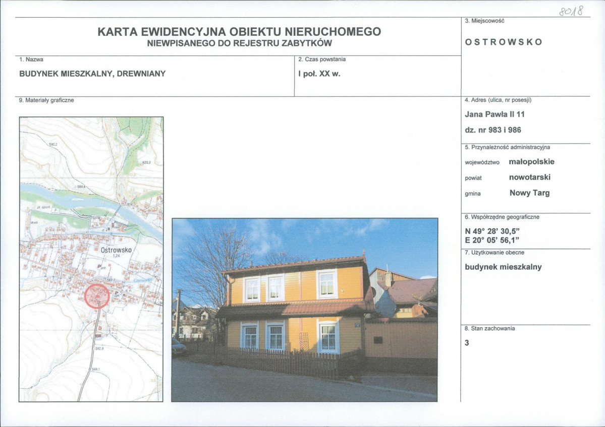 KEZN - Karta obiektu niewpisanego do rejestru, skan nr 1