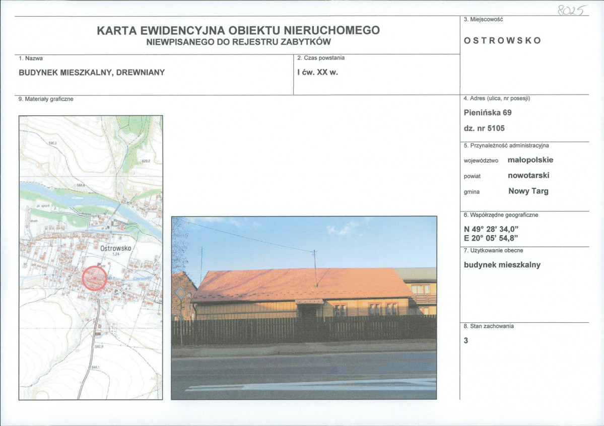KEZN - Karta obiektu niewpisanego do rejestru, skan nr 1