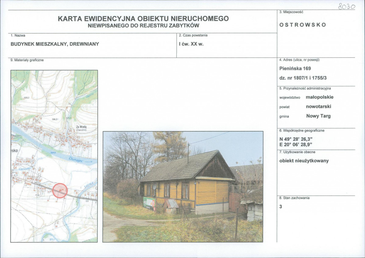 KEZN - Karta obiektu niewpisanego do rejestru, skan nr 1