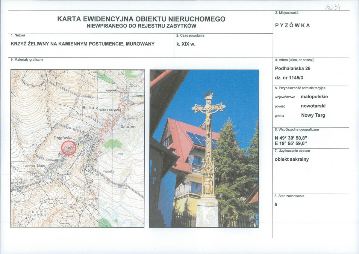 KEZN - Karta obiektu niewpisanego do rejestru, skan nr 1