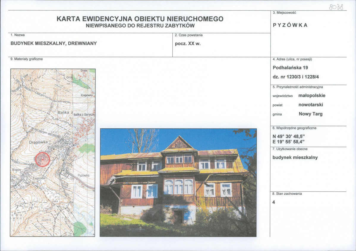 KEZN - Karta obiektu niewpisanego do rejestru, skan nr 1