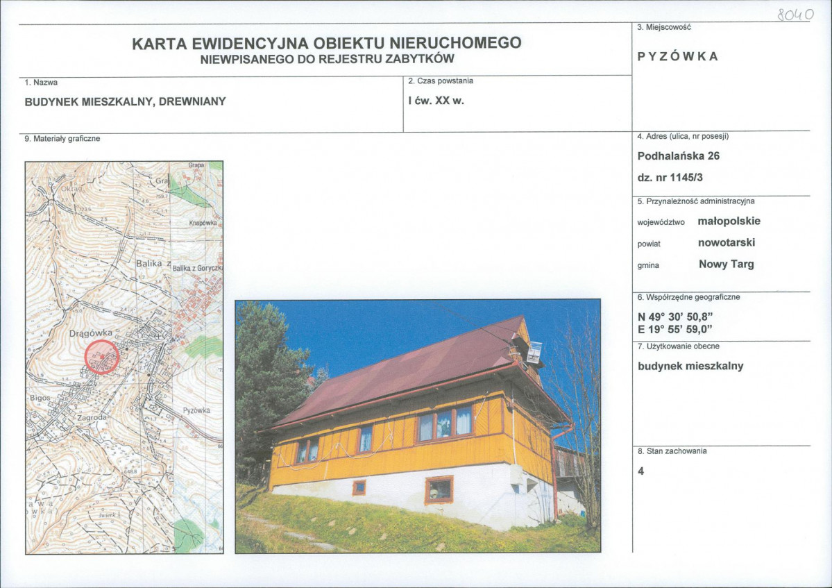 KEZN - Karta obiektu niewpisanego do rejestru, skan nr 1