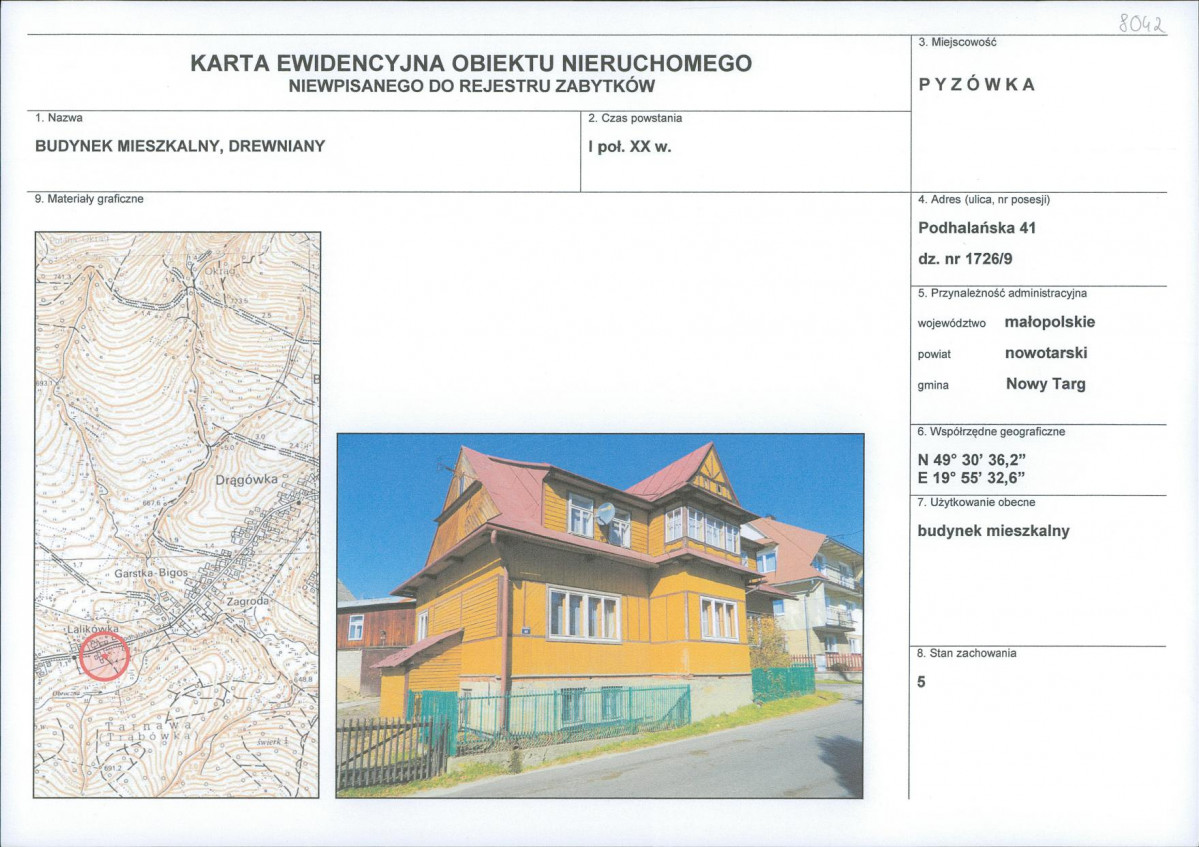 KEZN - Karta obiektu niewpisanego do rejestru, skan nr 1