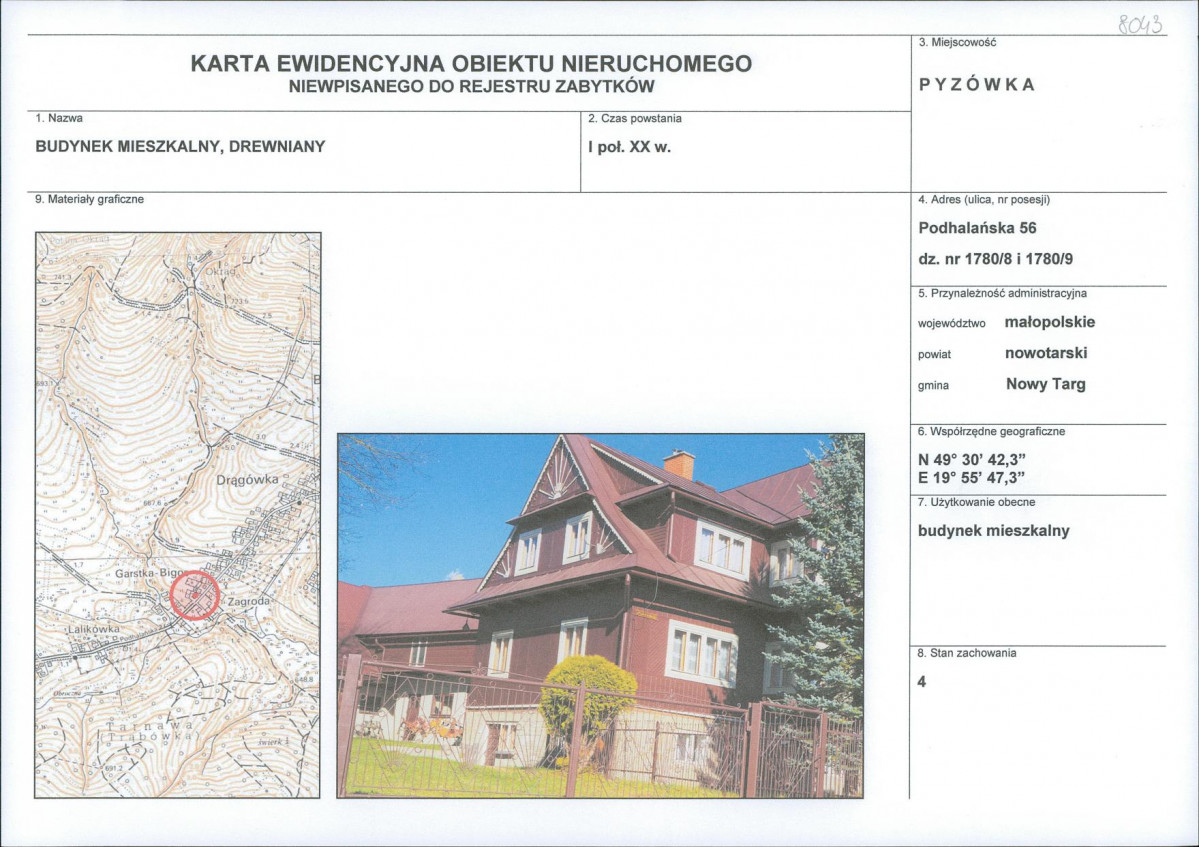 KEZN - Karta obiektu niewpisanego do rejestru, skan nr 1
