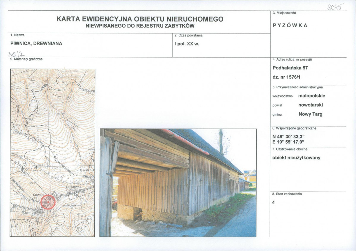KEZN - Karta obiektu niewpisanego do rejestru, skan nr 1