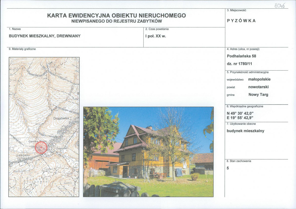 KEZN - Karta obiektu niewpisanego do rejestru, skan nr 1