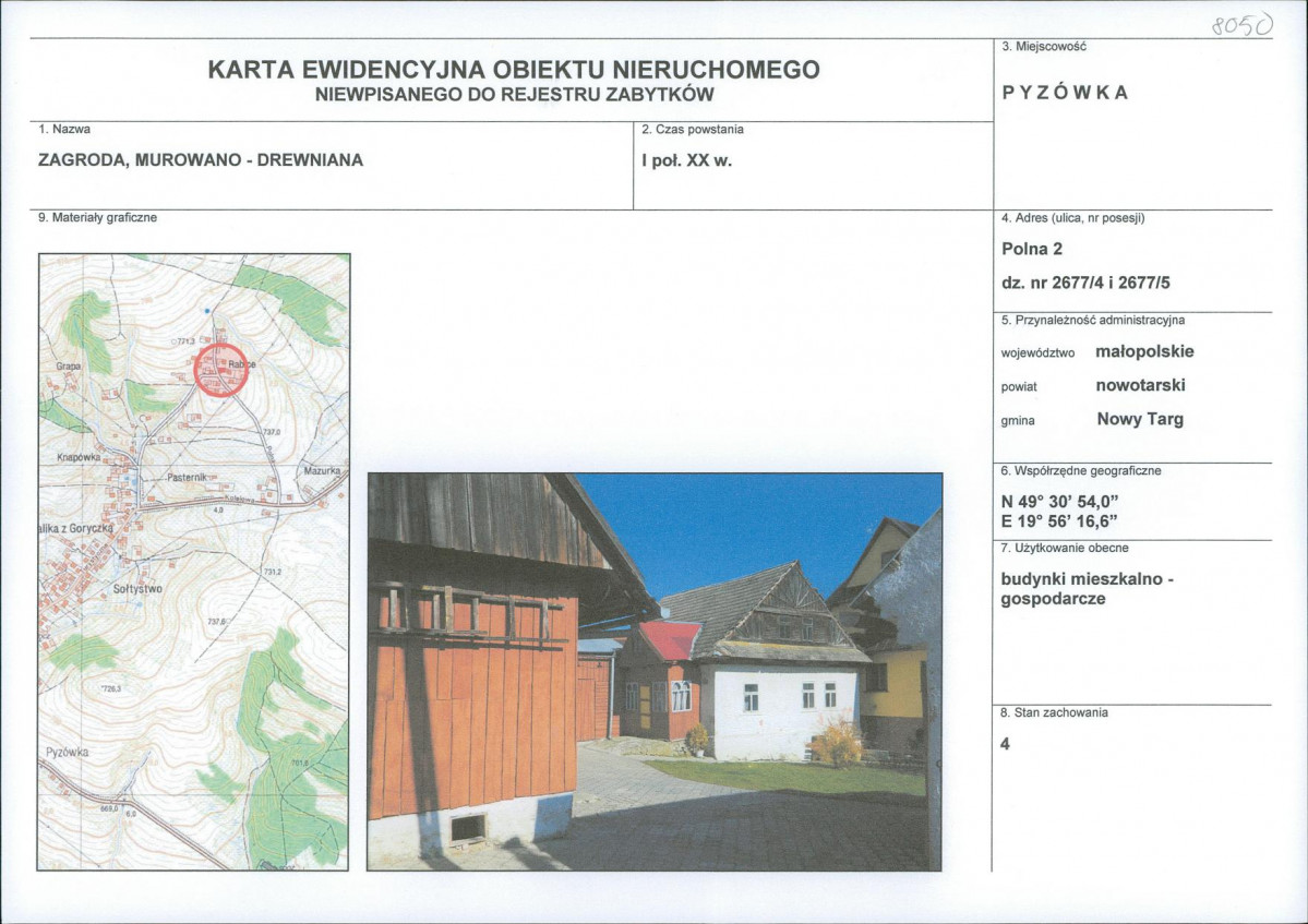 KEZN - Karta obiektu niewpisanego do rejestru, skan nr 1