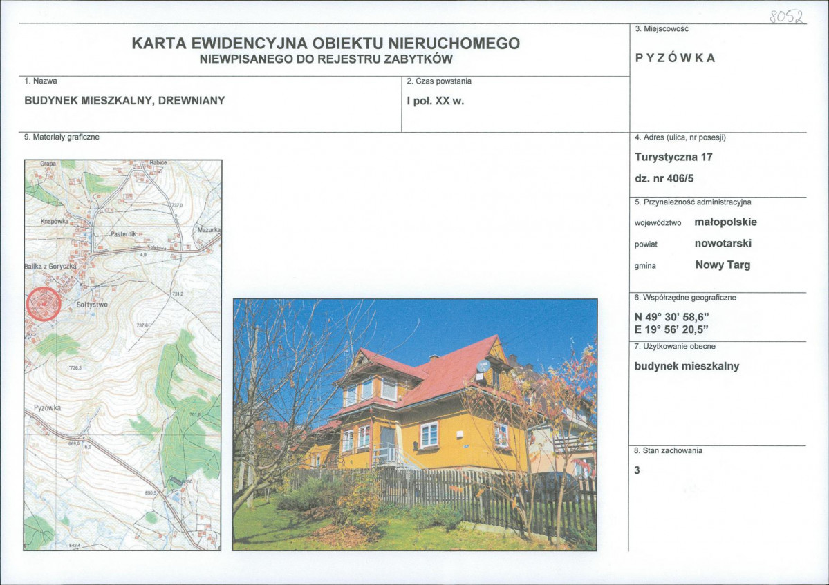 KEZN - Karta obiektu niewpisanego do rejestru, skan nr 1