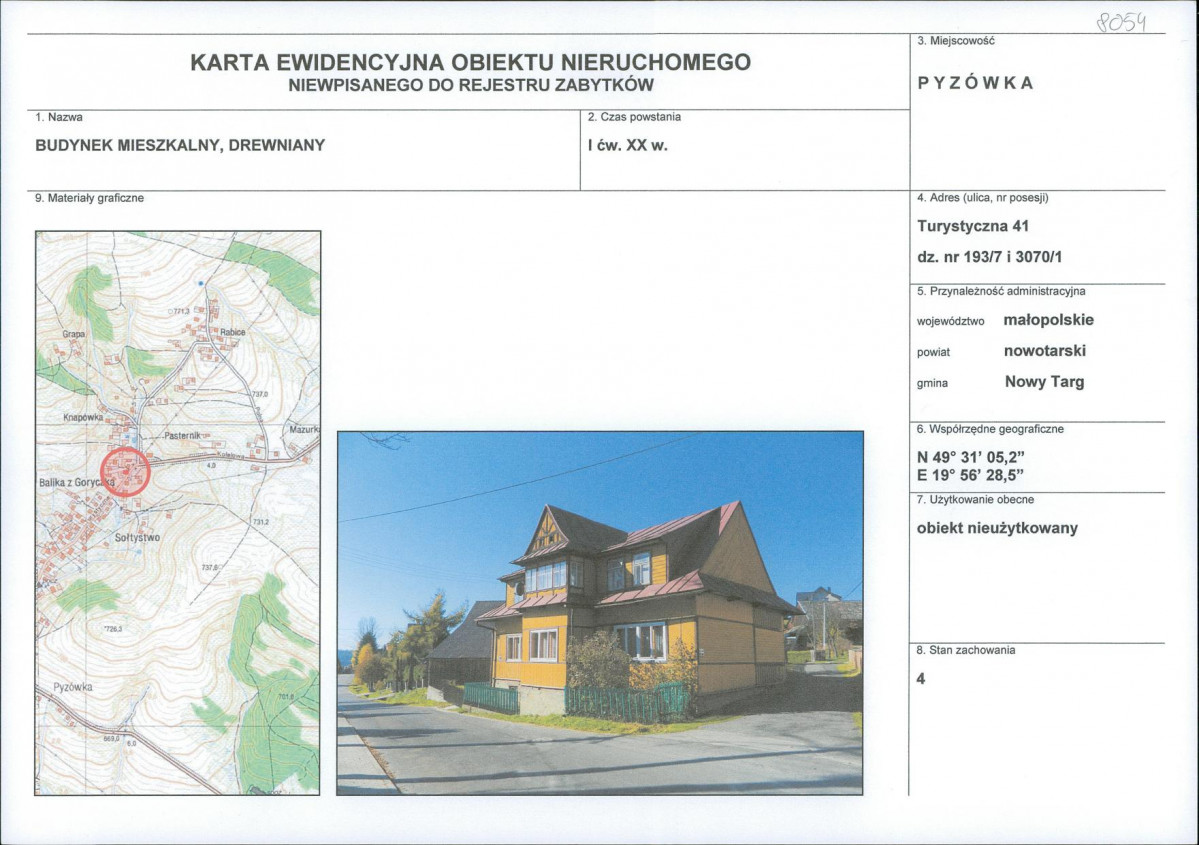 KEZN - Karta obiektu niewpisanego do rejestru, skan nr 1