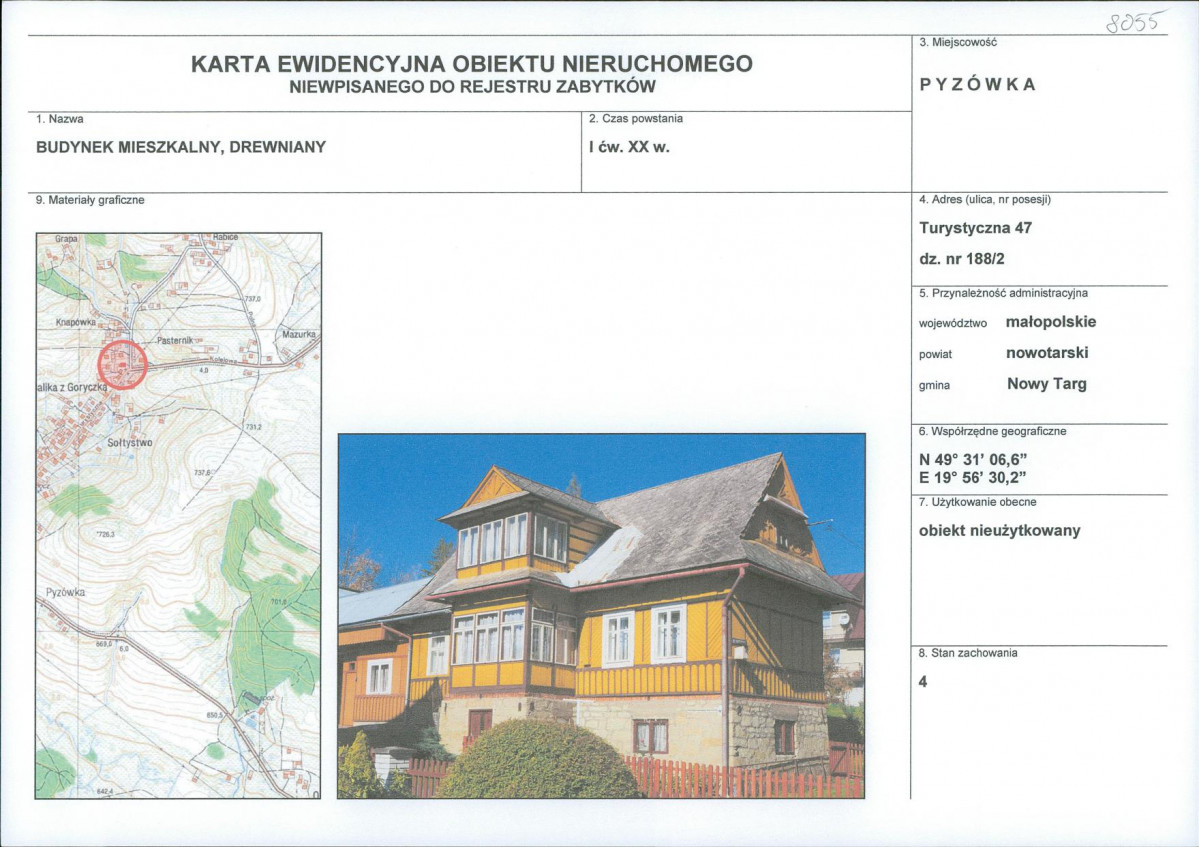 KEZN - Karta obiektu niewpisanego do rejestru, skan nr 1