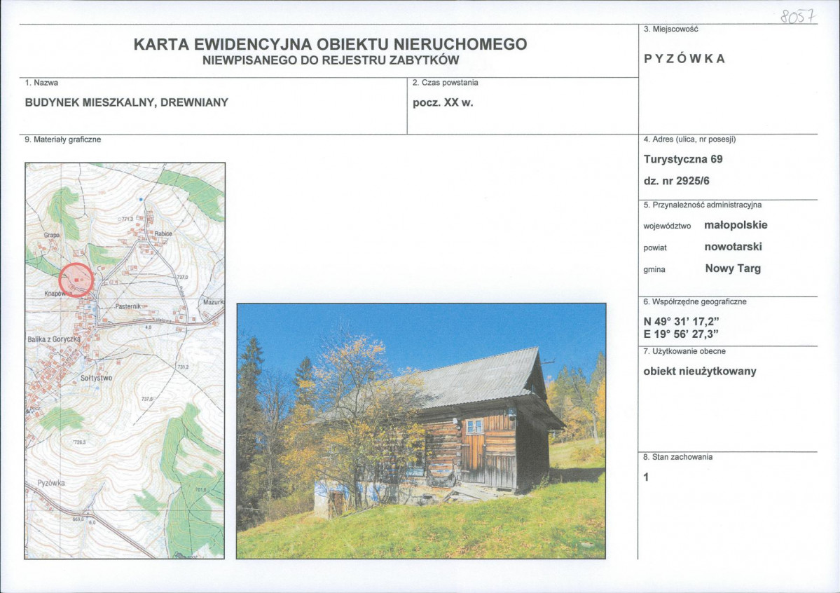 KEZN - Karta obiektu niewpisanego do rejestru, skan nr 1