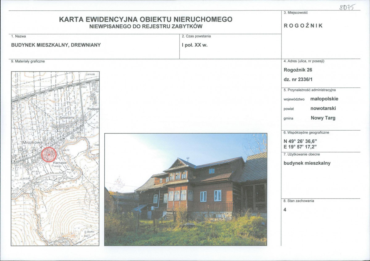 KEZN - Karta obiektu niewpisanego do rejestru, skan nr 1