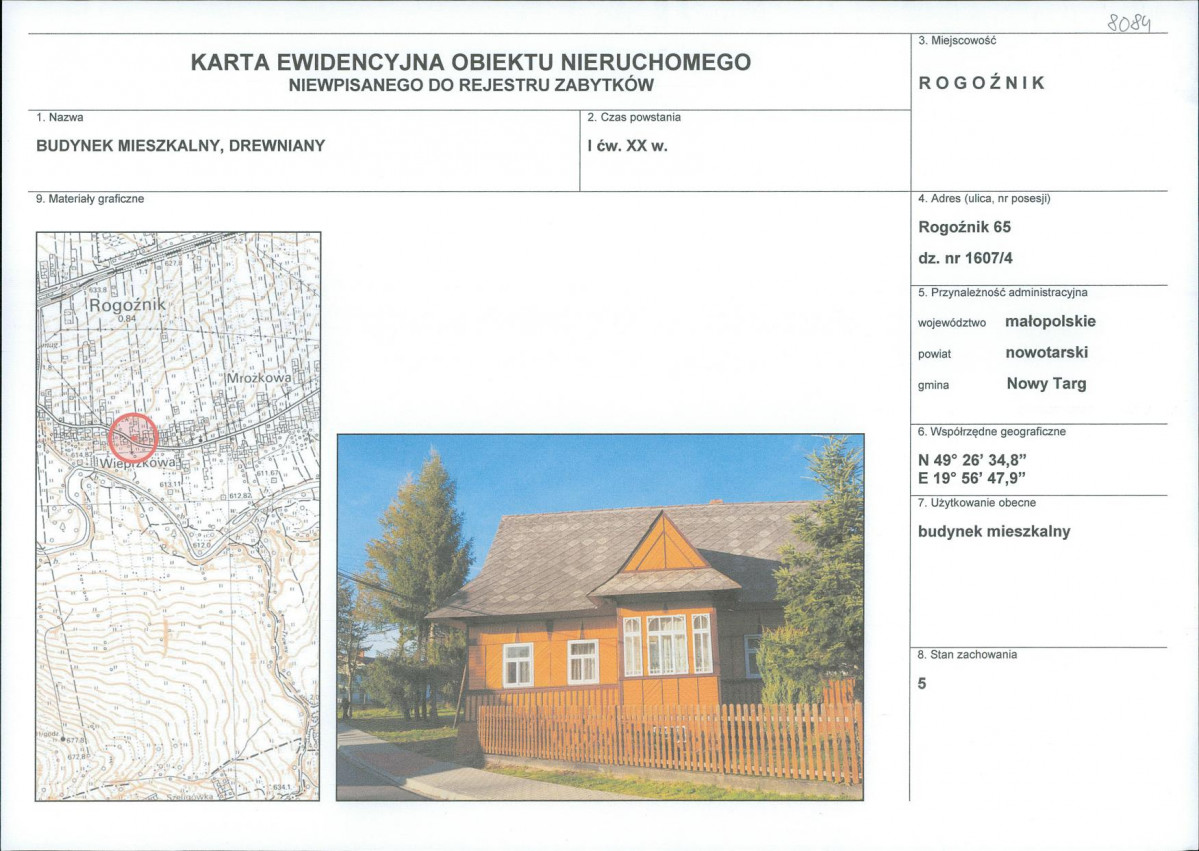 KEZN - Karta obiektu niewpisanego do rejestru, skan nr 1