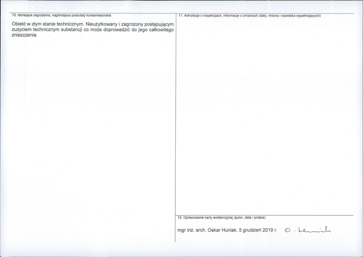 KEZN - Karta obiektu niewpisanego do rejestru, skan nr 2